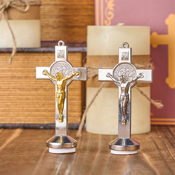 Christianartworkshop Klassisches traditionelles Benediktkreuz aus Legierung, handgefertigtes Ornament