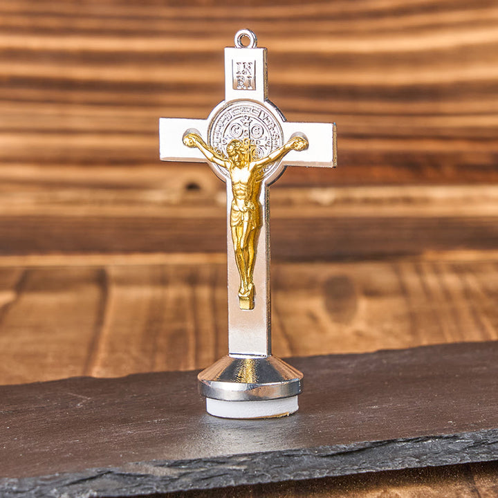 Christianartworkshop Klassisches traditionelles Benediktkreuz aus Legierung, handgefertigtes Ornament - Golden - image 3