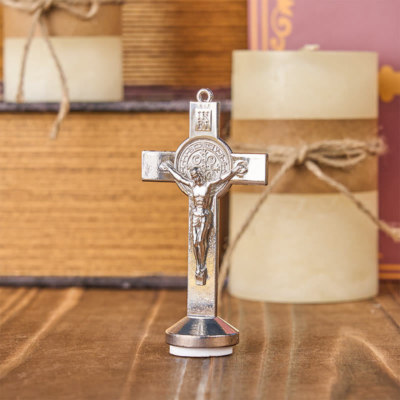 Christianartworkshop Klassisches traditionelles Benediktkreuz aus Legierung, handgefertigtes Ornament - Silber - image 4