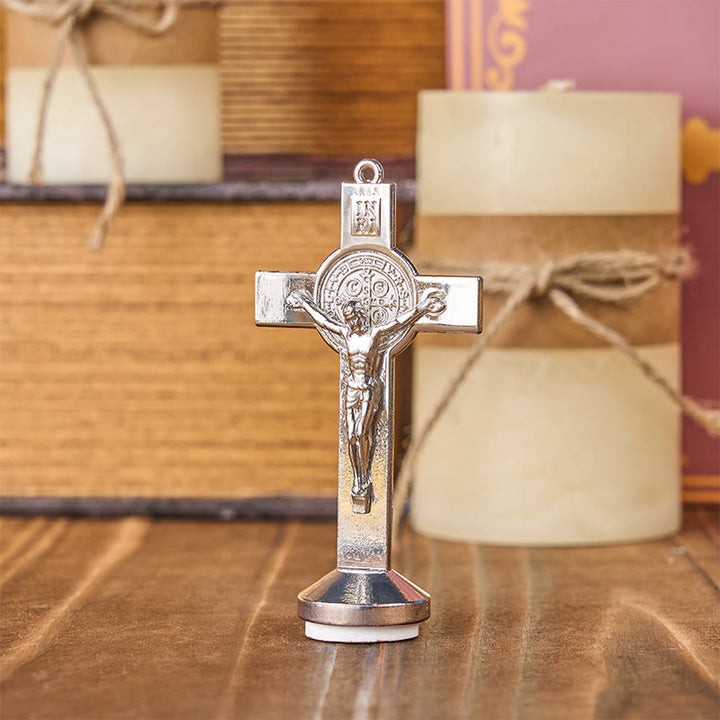 Christianartworkshop Klassisches traditionelles Benediktkreuz aus Legierung, handgefertigtes Ornament - Silber - image 4