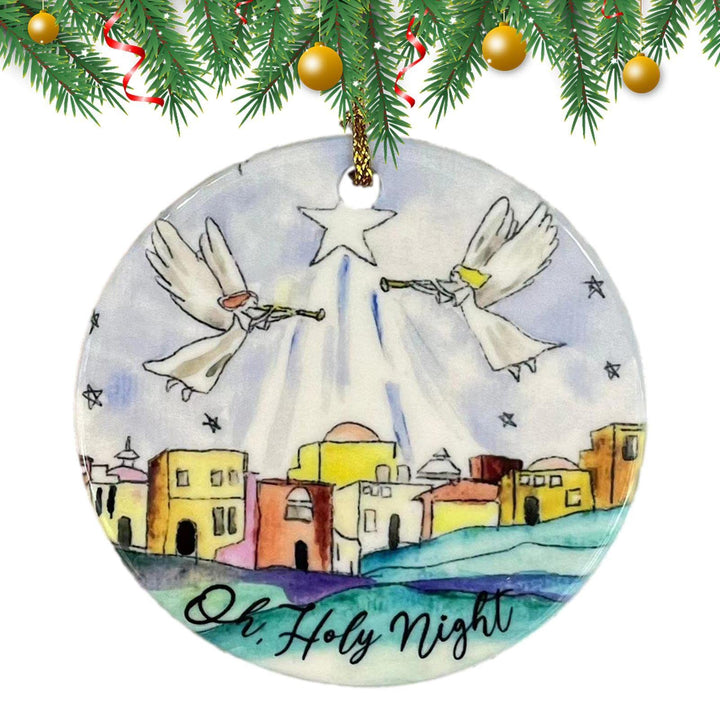 Christianartworkshop Farbiger Stil „Oh Heilige Nacht“, Engel, Stern, Weihnachtskrippe, Hängeornamente - image 6
