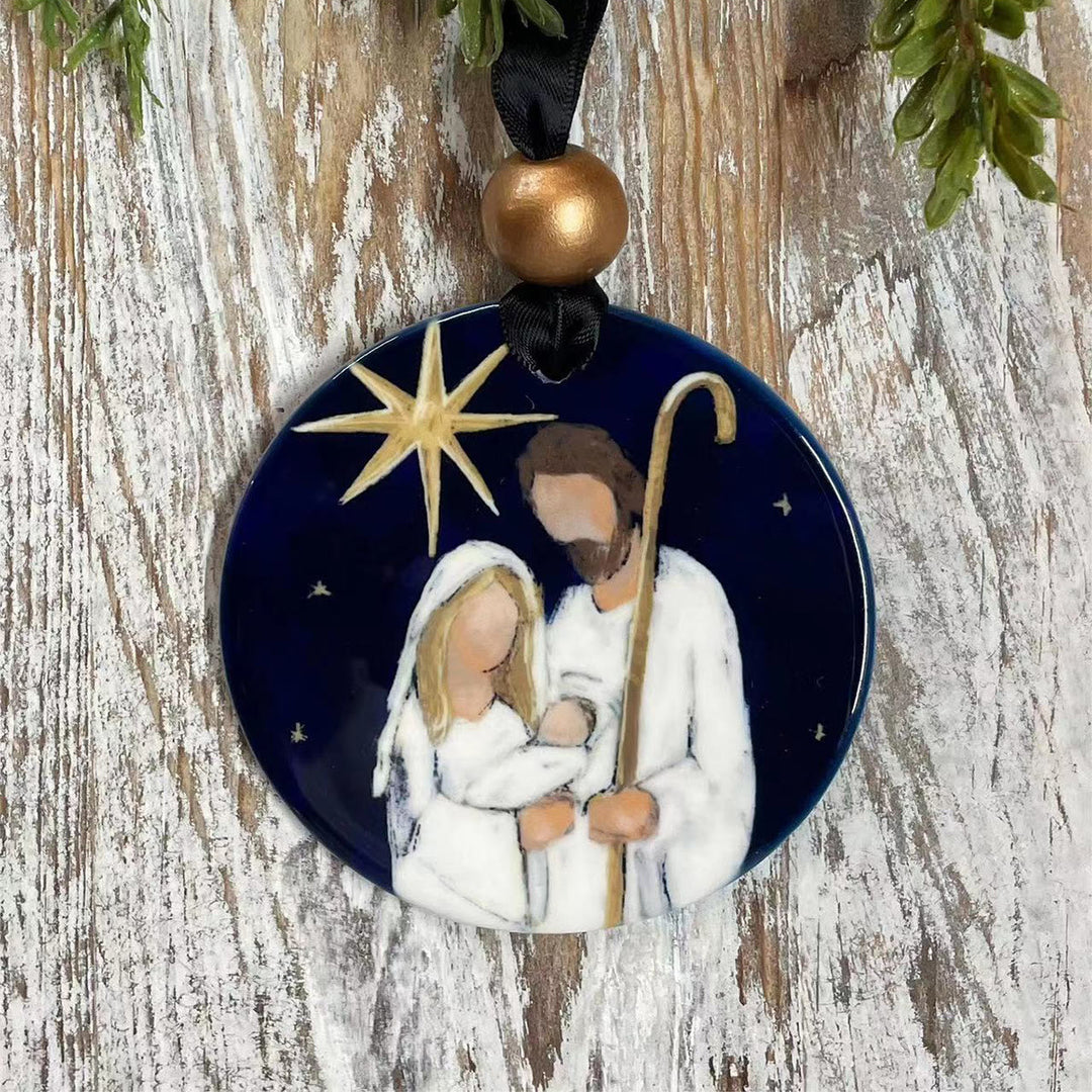 Christianartworkshop Weihnachtskrippe im farbigen Stil, Stern von Bethlehem, Weihnachtskrippe, hängende Ornamente - Keramik - image 0