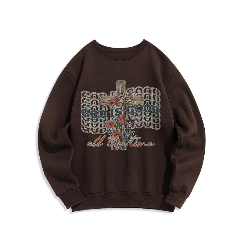Christianartworkshop Klassischer farbiger Stil „God is Good All the Time“ Polyester-Sweatshirt mit Fleecefutter
