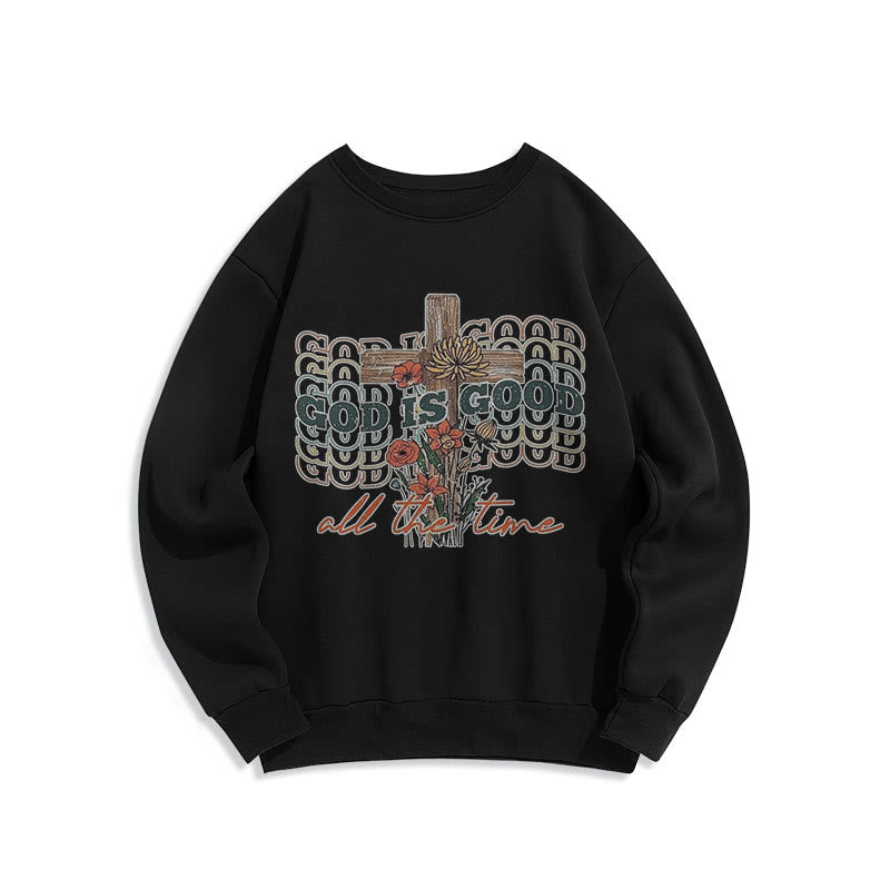 Christianartworkshop Klassischer farbiger Stil „God is Good All the Time“ Polyester-Sweatshirt mit Fleecefutter