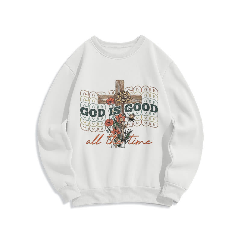 Christianartworkshop Klassischer farbiger Stil „God is Good All the Time“ Polyester-Sweatshirt mit Fleecefutter - Weiß - 2XL - image 0