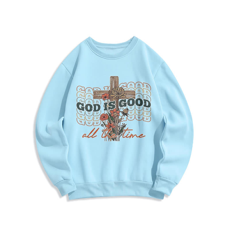 Christianartworkshop Klassischer farbiger Stil „God is Good All the Time“ Polyester-Sweatshirt mit Fleecefutter