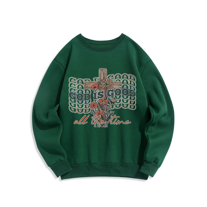 Christianartworkshop Klassischer farbiger Stil „God is Good All the Time“ Polyester-Sweatshirt mit Fleecefutter