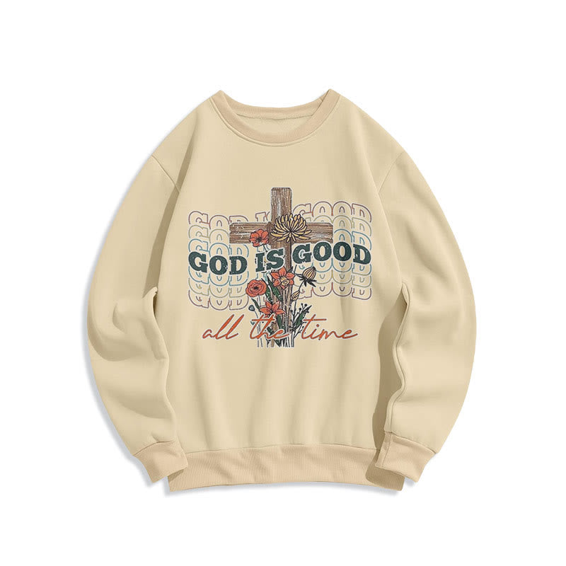 Christianartworkshop Klassischer farbiger Stil „God is Good All the Time“ Polyester-Sweatshirt mit Fleecefutter