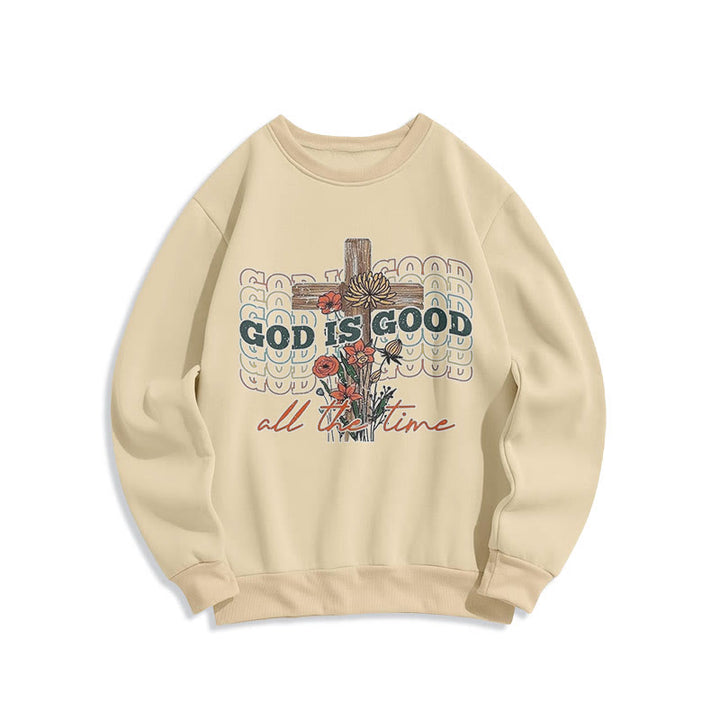 Christianartworkshop Klassischer farbiger Stil „God is Good All the Time“ Polyester-Sweatshirt mit Fleecefutter