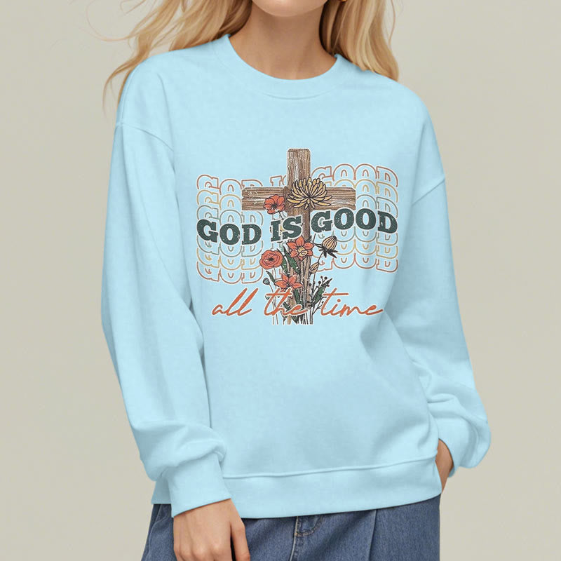 Christianartworkshop Klassischer farbiger Stil „God is Good All the Time“ Polyester-Sweatshirt mit Fleecefutter