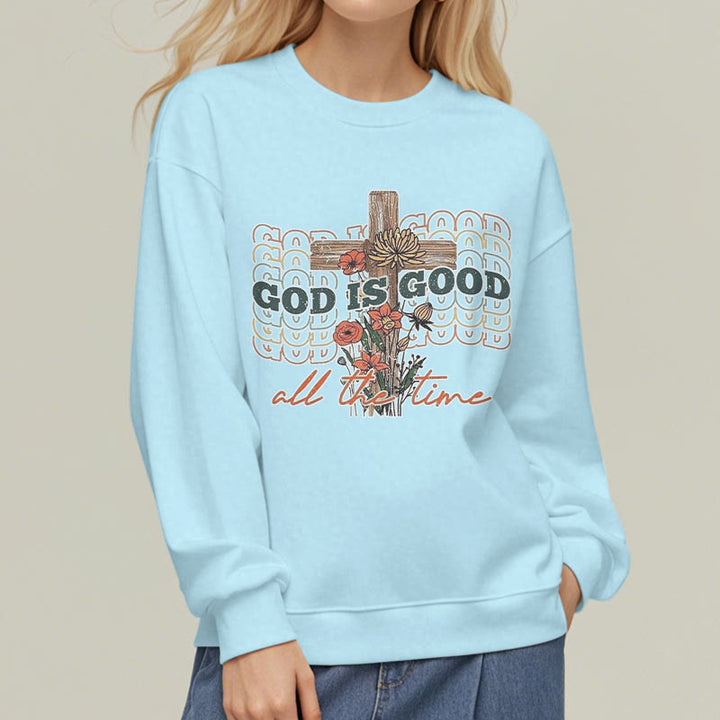 Christianartworkshop Klassischer farbiger Stil „God is Good All the Time“ Polyester-Sweatshirt mit Fleecefutter