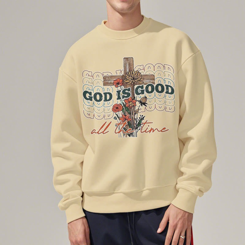 Christianartworkshop Klassischer farbiger Stil „God is Good All the Time“ Polyester-Sweatshirt mit Fleecefutter