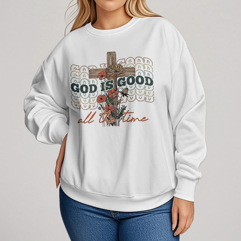 Christianartworkshop Klassischer farbiger Stil „God is Good All the Time“ Polyester-Sweatshirt mit Fleecefutter