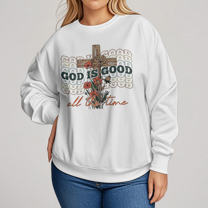 Christianartworkshop Klassischer farbiger Stil „God is Good All the Time“ Polyester-Sweatshirt mit Fleecefutter