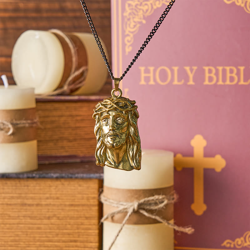 Christianartworkshop Halskette mit Anhänger im realistischen Stil mit Dornenkrone und Jesus-Gebet