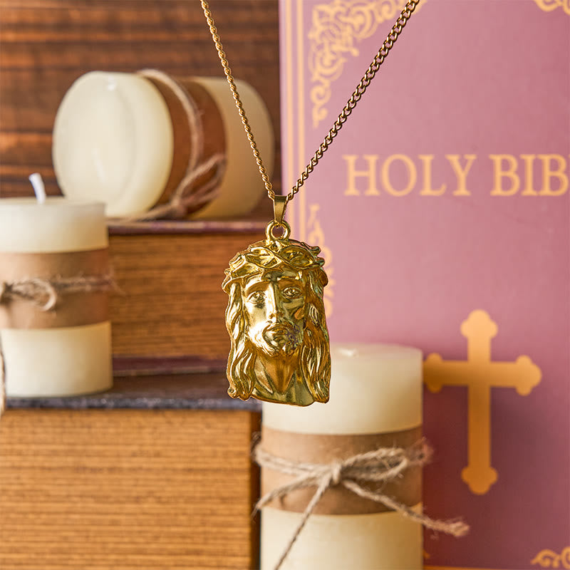 Christianartworkshop Halskette mit Anhänger im realistischen Stil mit Dornenkrone und Jesus-Gebet