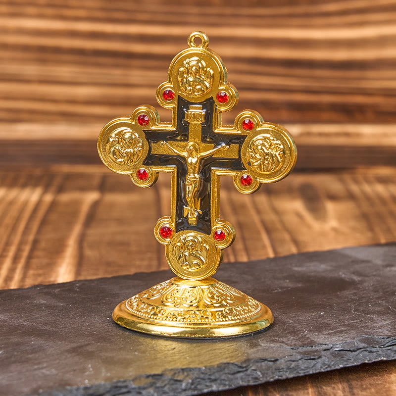Christianartworkshop Retro-Klassiker-Stil Göttliche Ausstrahlung Kreuz Statue Desktop-Ornamente