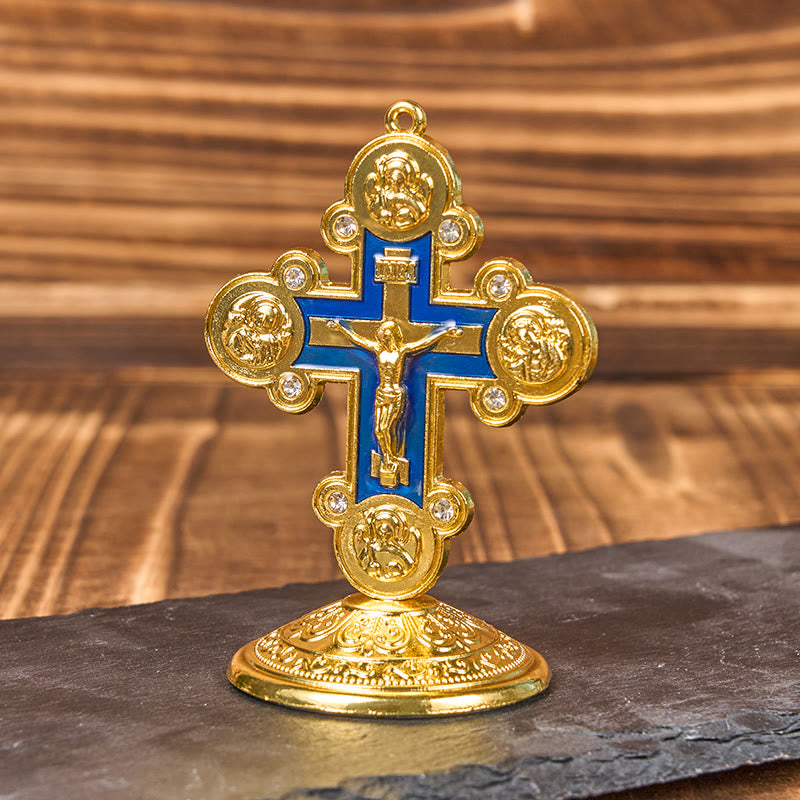 Christianartworkshop Retro-Klassiker-Stil Göttliche Ausstrahlung Kreuz Statue Desktop-Ornamente