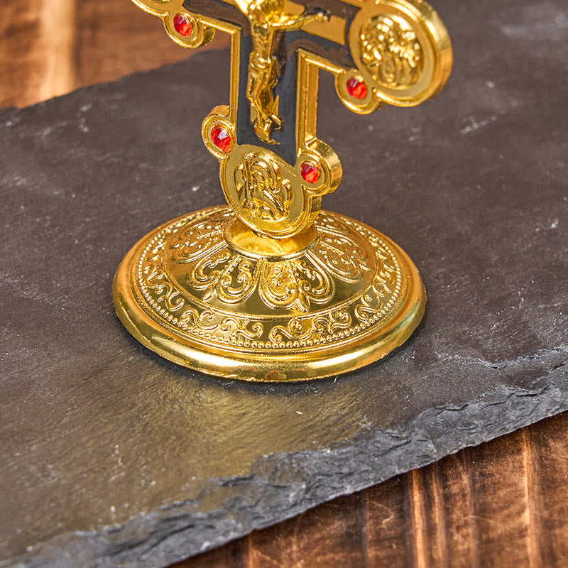 Christianartworkshop Retro-Klassiker-Stil Göttliche Ausstrahlung Kreuz Statue Desktop-Ornamente