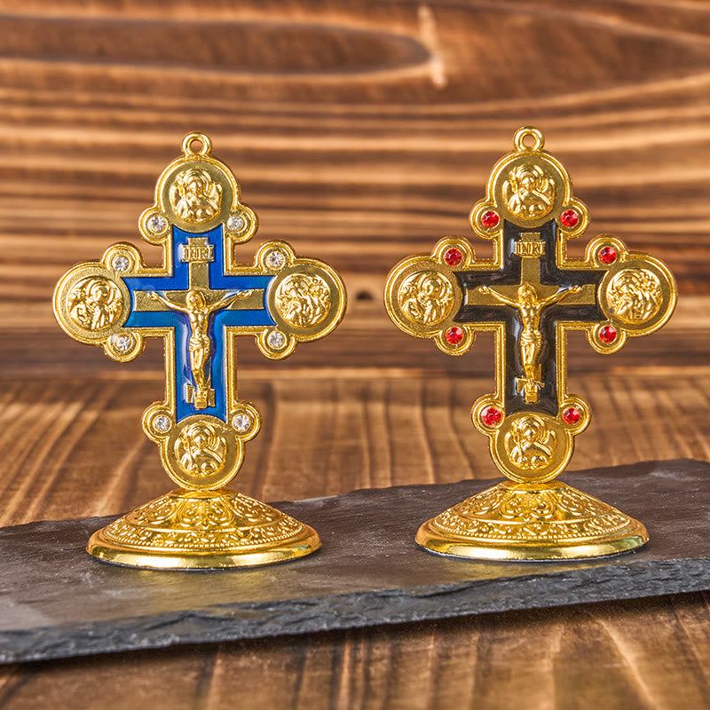 Christianartworkshop Retro-Klassiker-Stil Göttliche Ausstrahlung Kreuz Statue Desktop-Ornamente