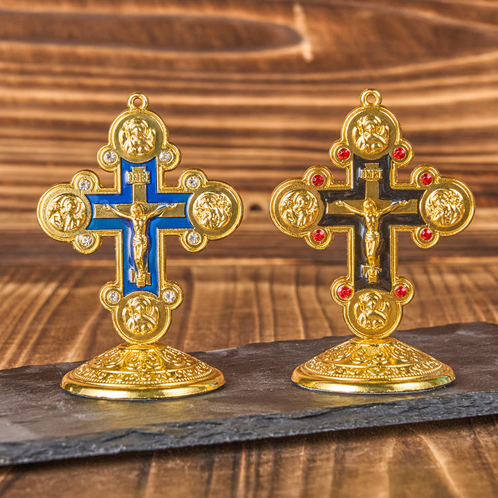 Christianartworkshop Retro-Klassiker-Stil Göttliche Ausstrahlung Kreuz Statue Desktop-Ornamente