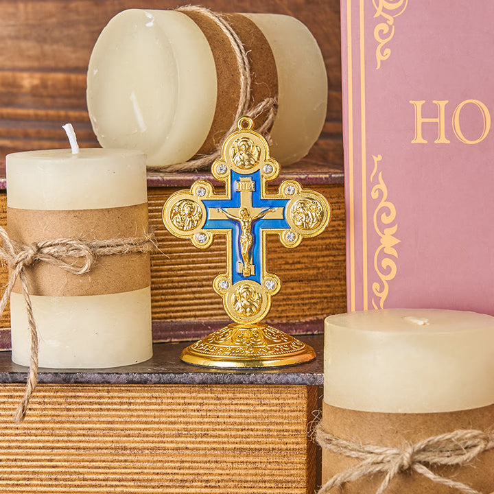 Christianartworkshop Retro-Klassiker-Stil Göttliche Ausstrahlung Kreuz Statue Desktop-Ornamente