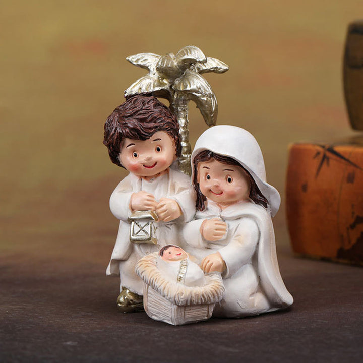 Christianartworkshop Skulptur im Cartoon-Stil, Weihnachtskrippe, Kunstharz, stereoskopische Desktop-Ornamente