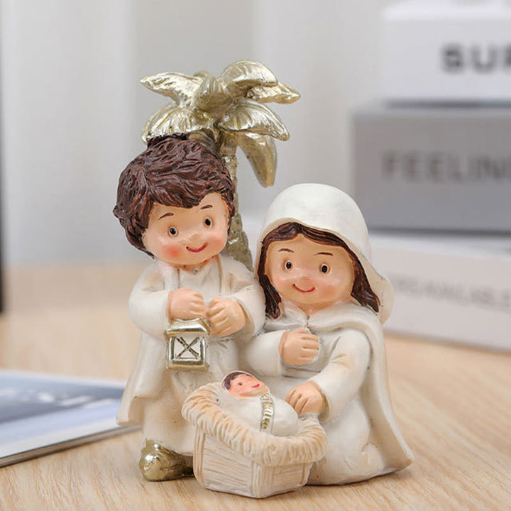 Christianartworkshop Skulptur im Cartoon-Stil, Weihnachtskrippe, Kunstharz, stereoskopische Desktop-Ornamente