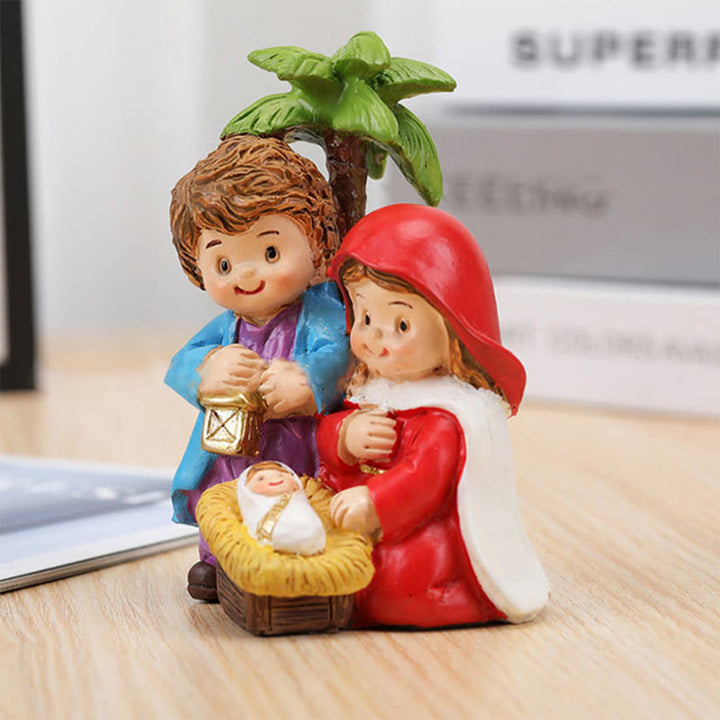 Christianartworkshop Skulptur im Cartoon-Stil, Weihnachtskrippe, Kunstharz, stereoskopische Desktop-Ornamente