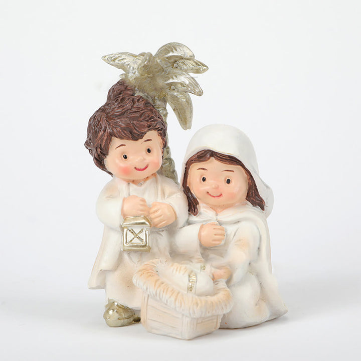 Christianartworkshop Skulptur im Cartoon-Stil, Weihnachtskrippe, Kunstharz, stereoskopische Desktop-Ornamente