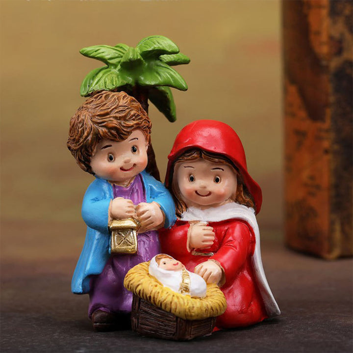 Christianartworkshop Skulptur im Cartoon-Stil, Weihnachtskrippe, Kunstharz, stereoskopische Desktop-Ornamente