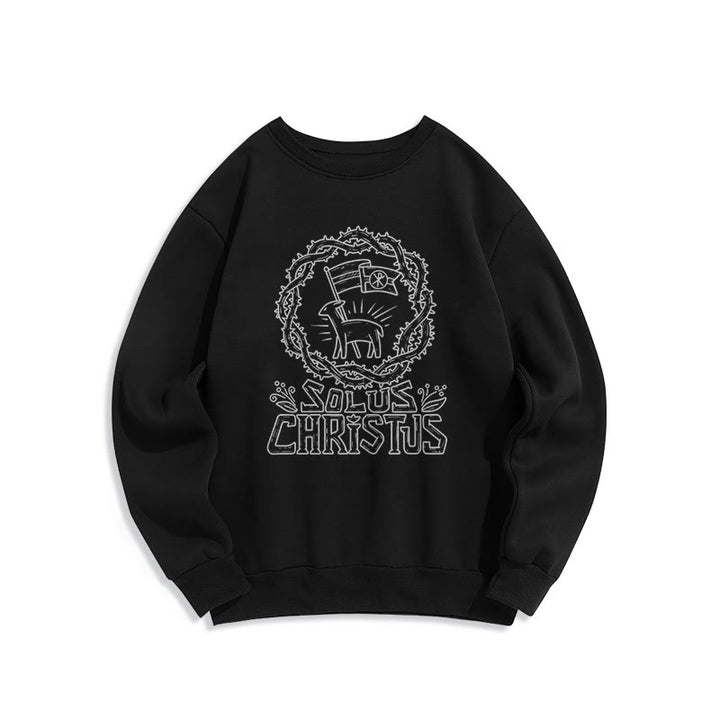 Christianartworkshop Moderner Stil Solus Christus Lamm Fleece gefüttert Polyester Sweatshirt - Schwarz - 2XL - image 6