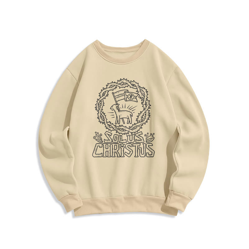 Christianartworkshop Modern Style Solus Christus Lamb Fleece-gefüttertes Polyester-Sweatshirt - Beige - 2XL - image 8