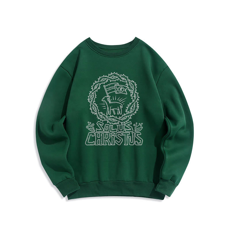 Christianartworkshop Modern Style Solus Christus Lamb Fleece-gefüttertes Polyester-Sweatshirt - Grün - 2XL - image 12