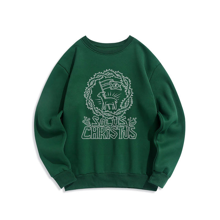 Christianartworkshop Modern Style Solus Christus Lamb Fleece-gefüttertes Polyester-Sweatshirt - Grün - 2XL - image 12
