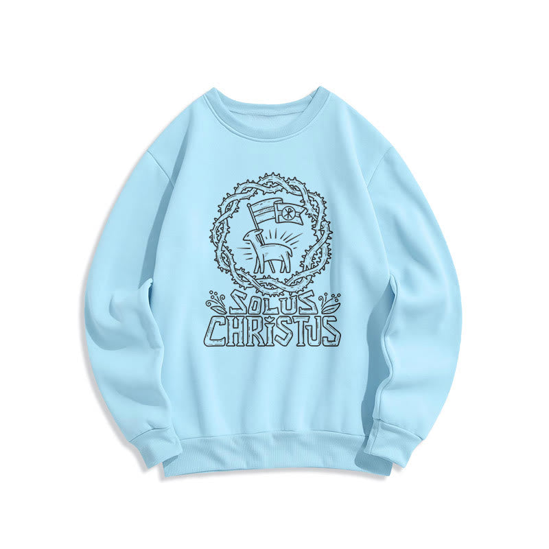 Christianartworkshop Moderner Stil Solus Christus Lamm Fleece gefüttert Polyester Sweatshirt - Blau - 2XL - image 14