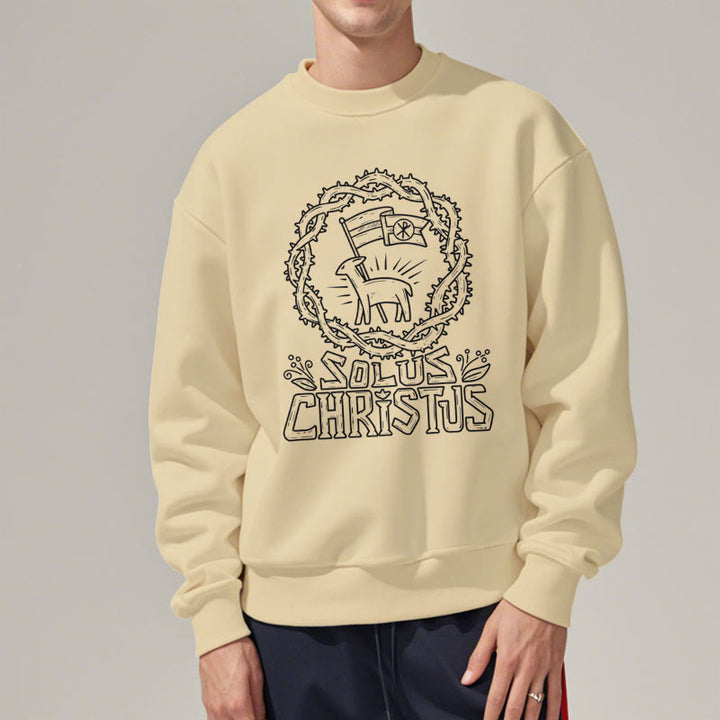 Christianartworkshop Moderner Stil Solus Christus Lamm Fleece gefüttert Polyester Sweatshirt