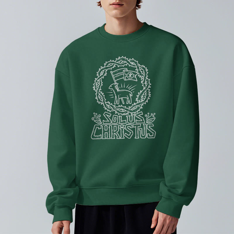 Christianartworkshop Moderner Stil Solus Christus Lamm Fleece gefüttert Polyester Sweatshirt