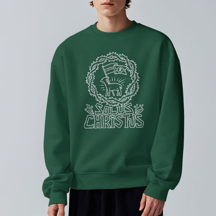 Christianartworkshop Moderner Stil Solus Christus Lamm Fleece gefüttert Polyester Sweatshirt