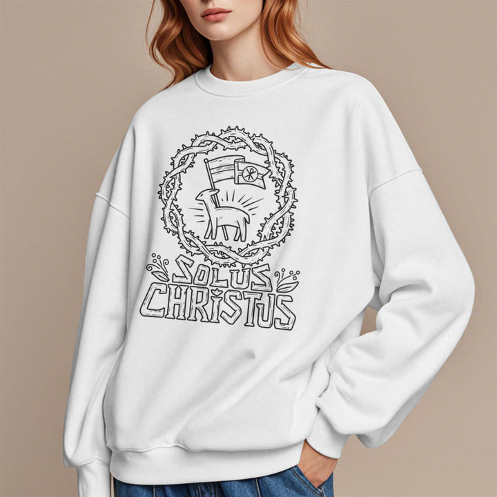 Christianartworkshop Moderner Stil Solus Christus Lamm Fleece gefüttert Polyester Sweatshirt