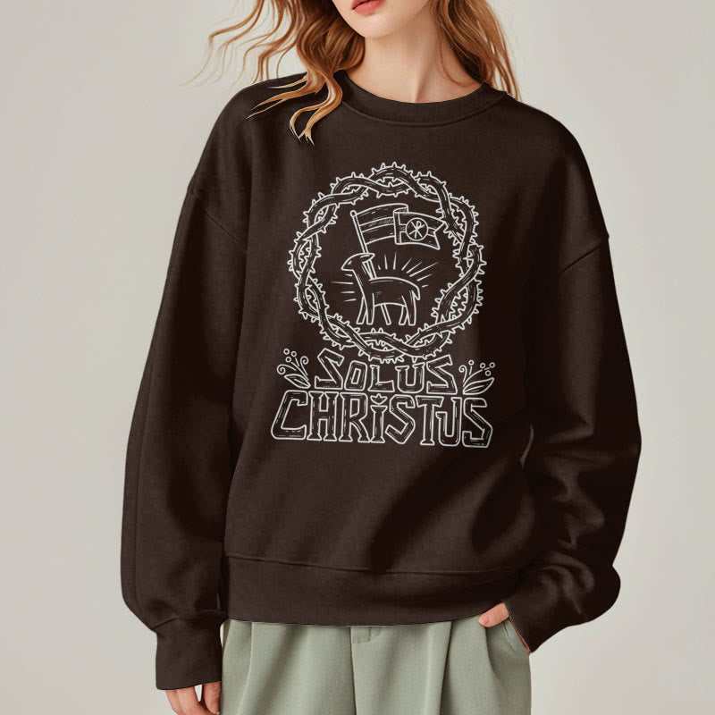 Christianartworkshop Modern Style Solus Christus Lamb Fleece-gefüttertes Polyester-Sweatshirt - image 11