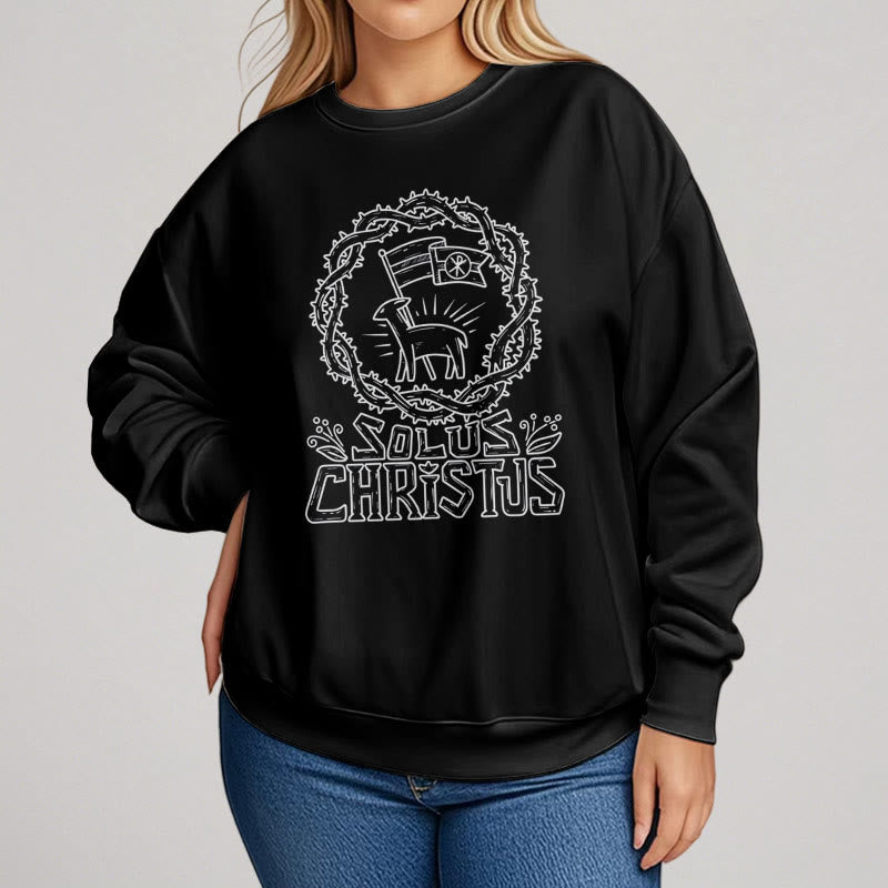Christianartworkshop Moderner Stil Solus Christus Lamm Fleece gefüttert Polyester Sweatshirt