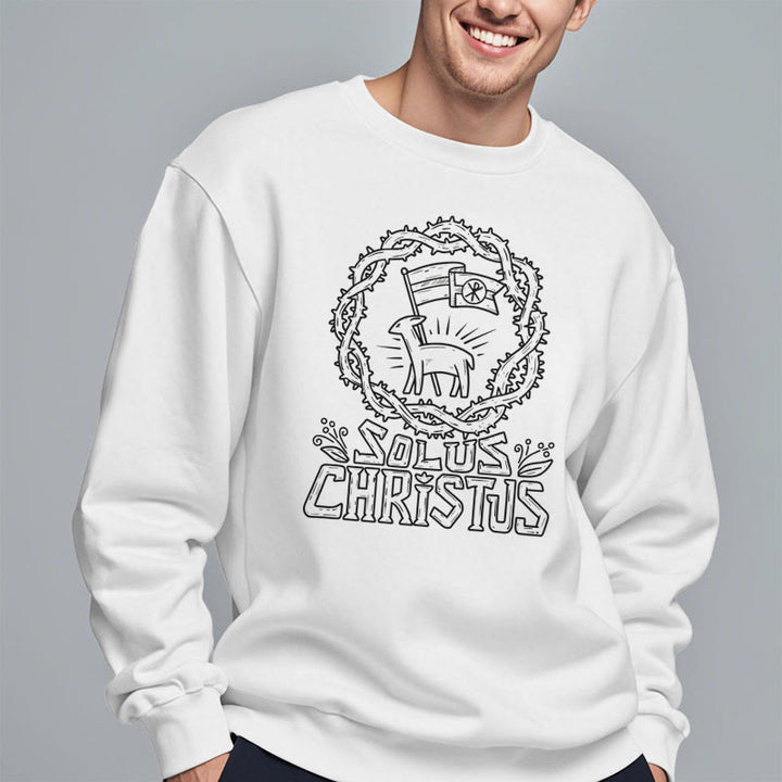 Christianartworkshop Moderner Stil Solus Christus Lamm Fleece gefüttert Polyester Sweatshirt