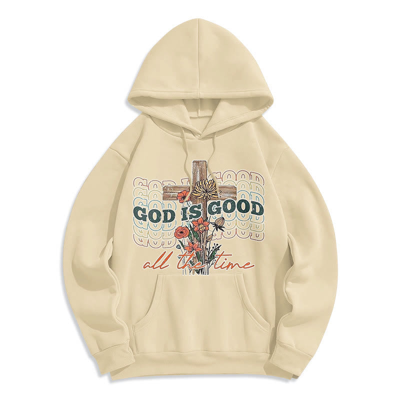 Christianartworkshop Klassischer farbiger Stil „God is Good All the Time“ Polyester-Kapuzenpullover mit Fleecefutter