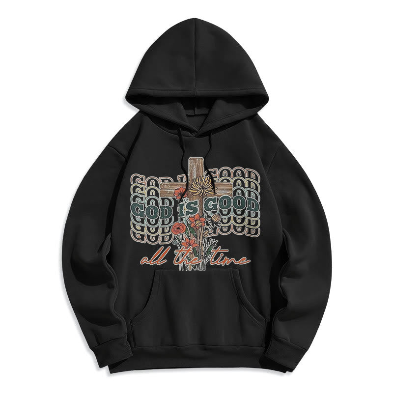 Christianartworkshop Klassischer farbiger Stil „God is Good All the Time“ Polyester-Kapuzenpullover mit Fleecefutter