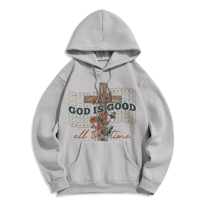 Christianartworkshop Klassischer farbiger Stil „God is Good All the Time“ Polyester-Kapuzenpullover mit Fleecefutter - Grau - 2XL - image 16