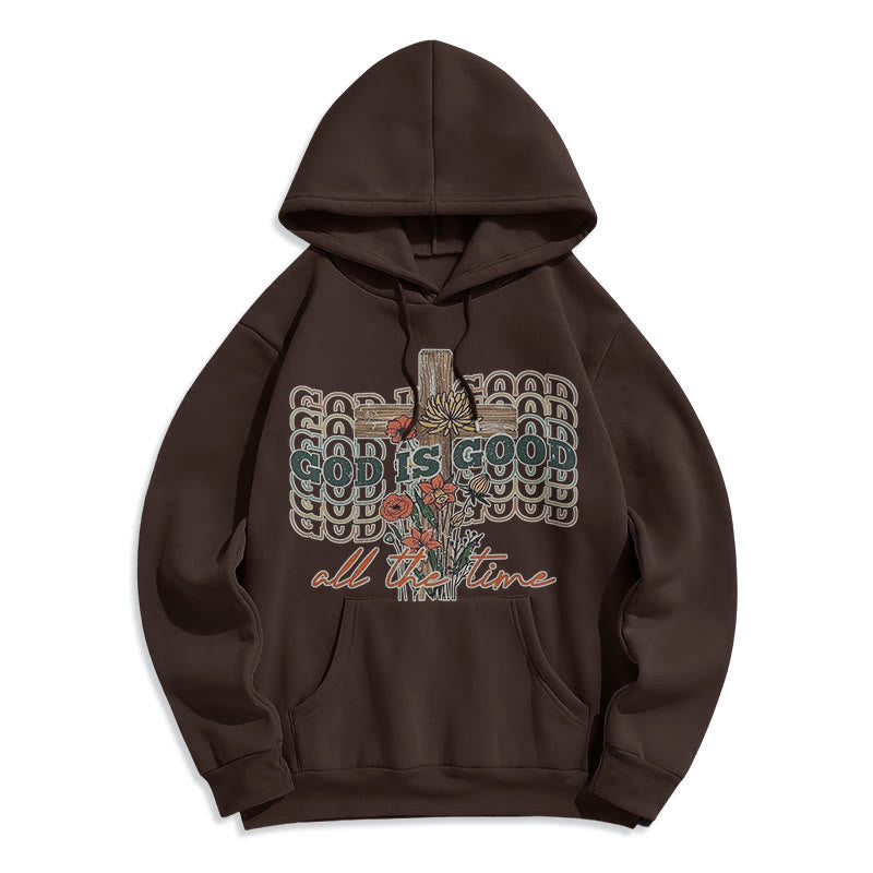 Christianartworkshop Klassischer farbiger Stil „God is Good All the Time“ Polyester-Kapuzenpullover mit Fleecefutter
