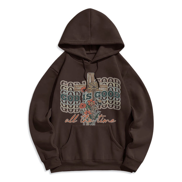 Christianartworkshop Klassischer farbiger Stil „God is Good All the Time“ Polyester-Kapuzenpullover mit Fleecefutter