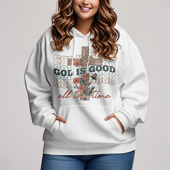 Christianartworkshop Klassischer farbiger Stil „God is Good All the Time“ Polyester-Kapuzenpullover mit Fleecefutter