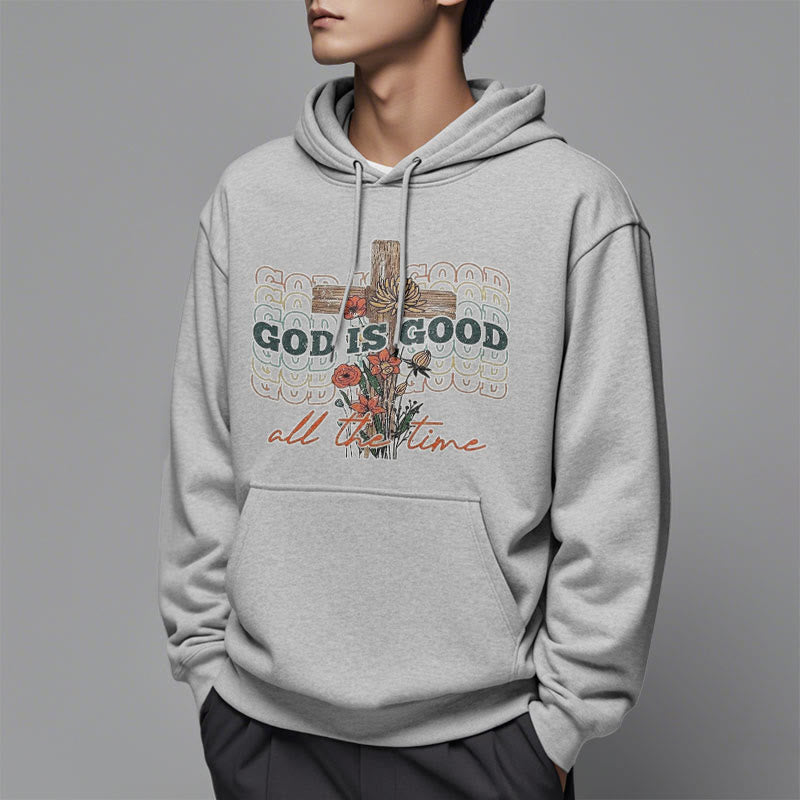 Christianartworkshop Klassischer farbiger Stil „God is Good All the Time“ Polyester-Kapuzenpullover mit Fleecefutter